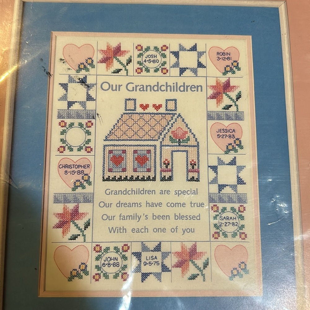 Dimensions From The Heart OUR GRANDCHILDREN 53013 Stamped Cross Stitch Craft Kit - Picture 3 of 3